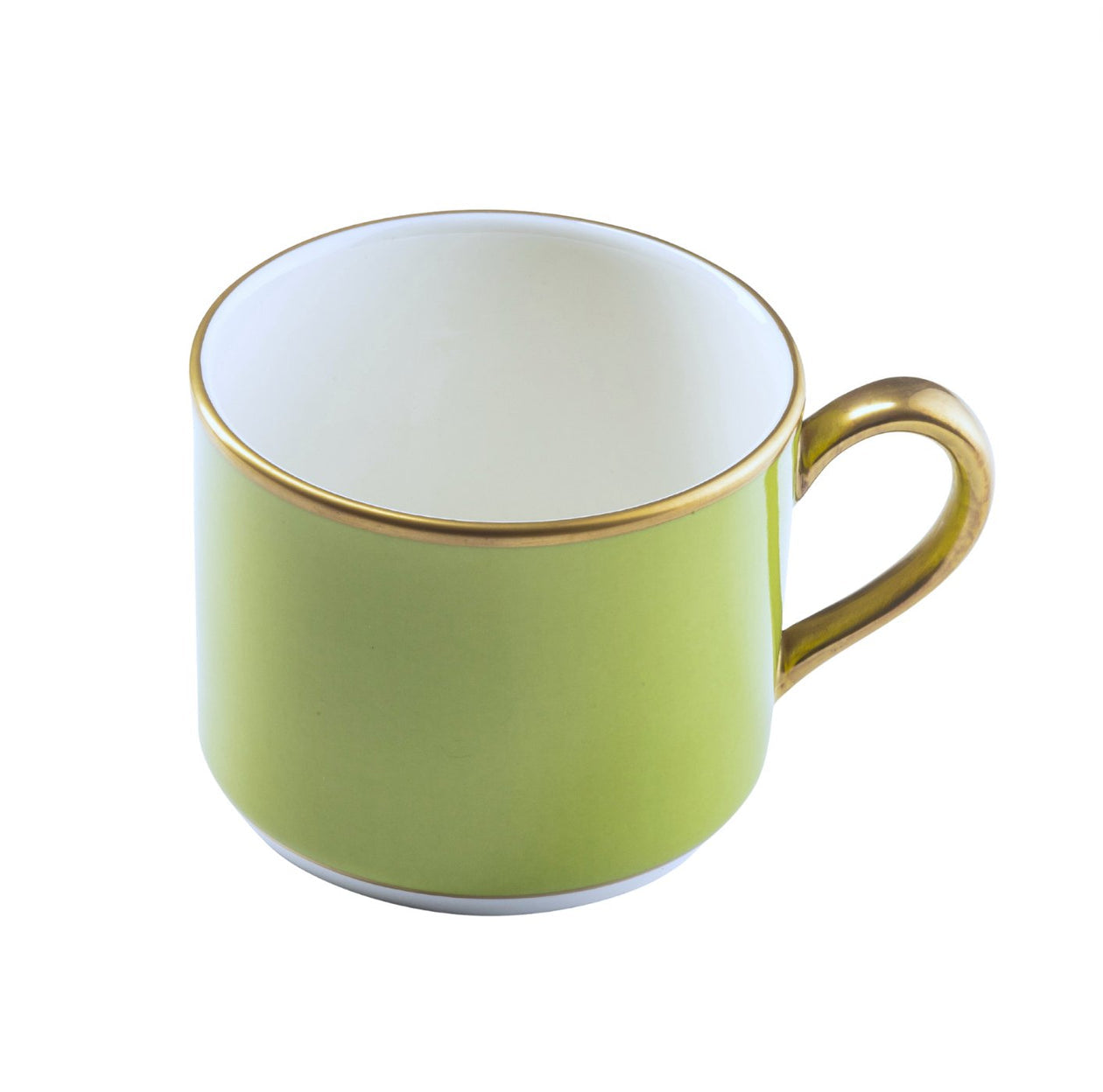 ColorSheen Apple Green Gold Teacup Saucer - Ultra White (No Monogram)