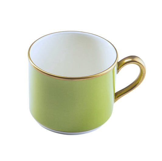 ColorSheen Apple Green Gold Teacup Saucer - Ultra White (No Monogram)
