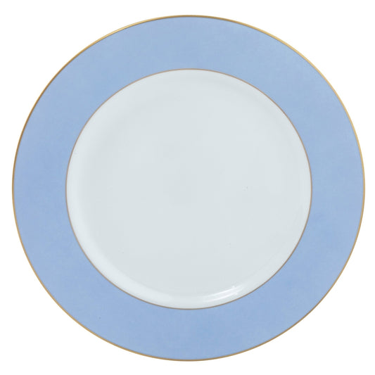ColorSheen Monogram Light Blue Gold Salad Plate - Ultra White