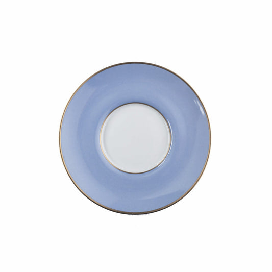 ColorSheen Light Blue Gold Teacup Saucer - Ultra White (No Monogram)