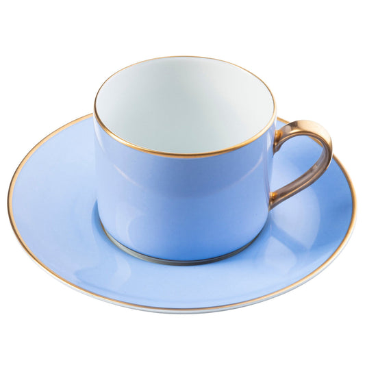 ColorSheen Light Blue Gold Teacup Saucer - Ultra White (No Monogram)