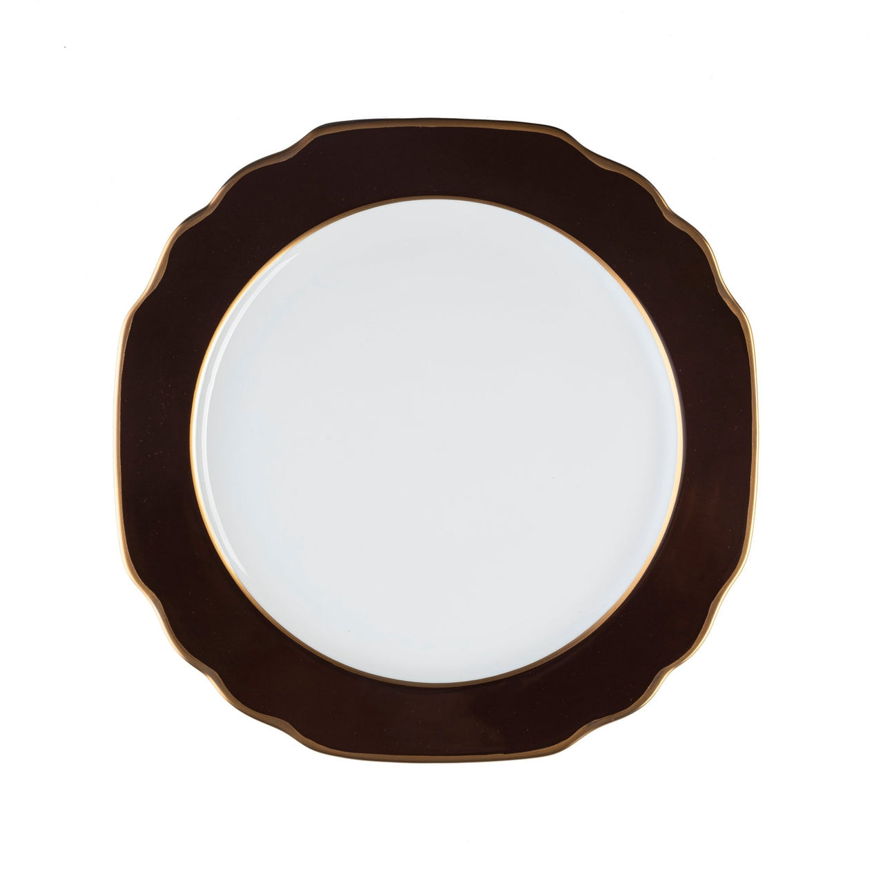 Georgian Colorsheen Chocolate - Gold Banding- Dinner Plate - Ultra White (No Monogram)