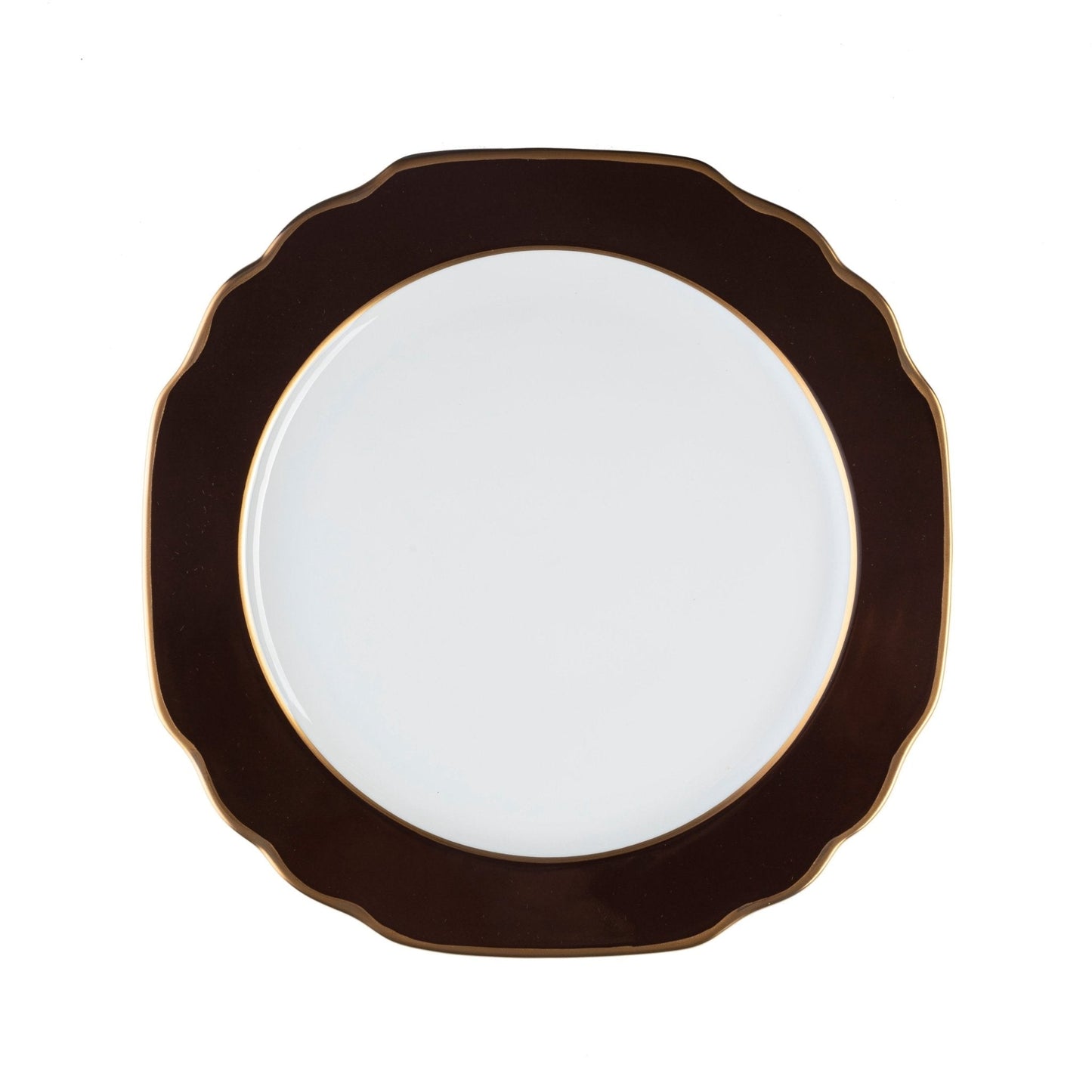 Georgian Colorsheen Monogram Chocolate - Gold Banding- Salad Plate - Ultra White