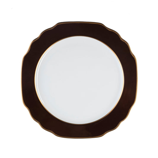 Georgian Colorsheen Monogram Chocolate - Gold Banding- Salad Plate - Ultra White