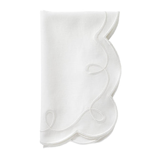 Ribbon Twirl 21" Napkin Set/4 - White