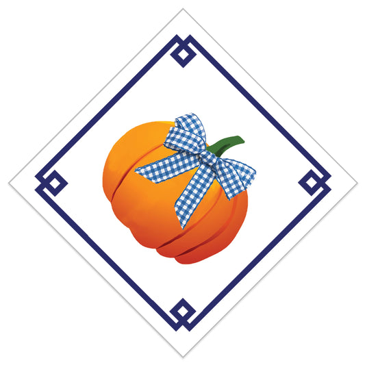 Paper Cocktail Napkin - Pumpkin with Gingham Bow