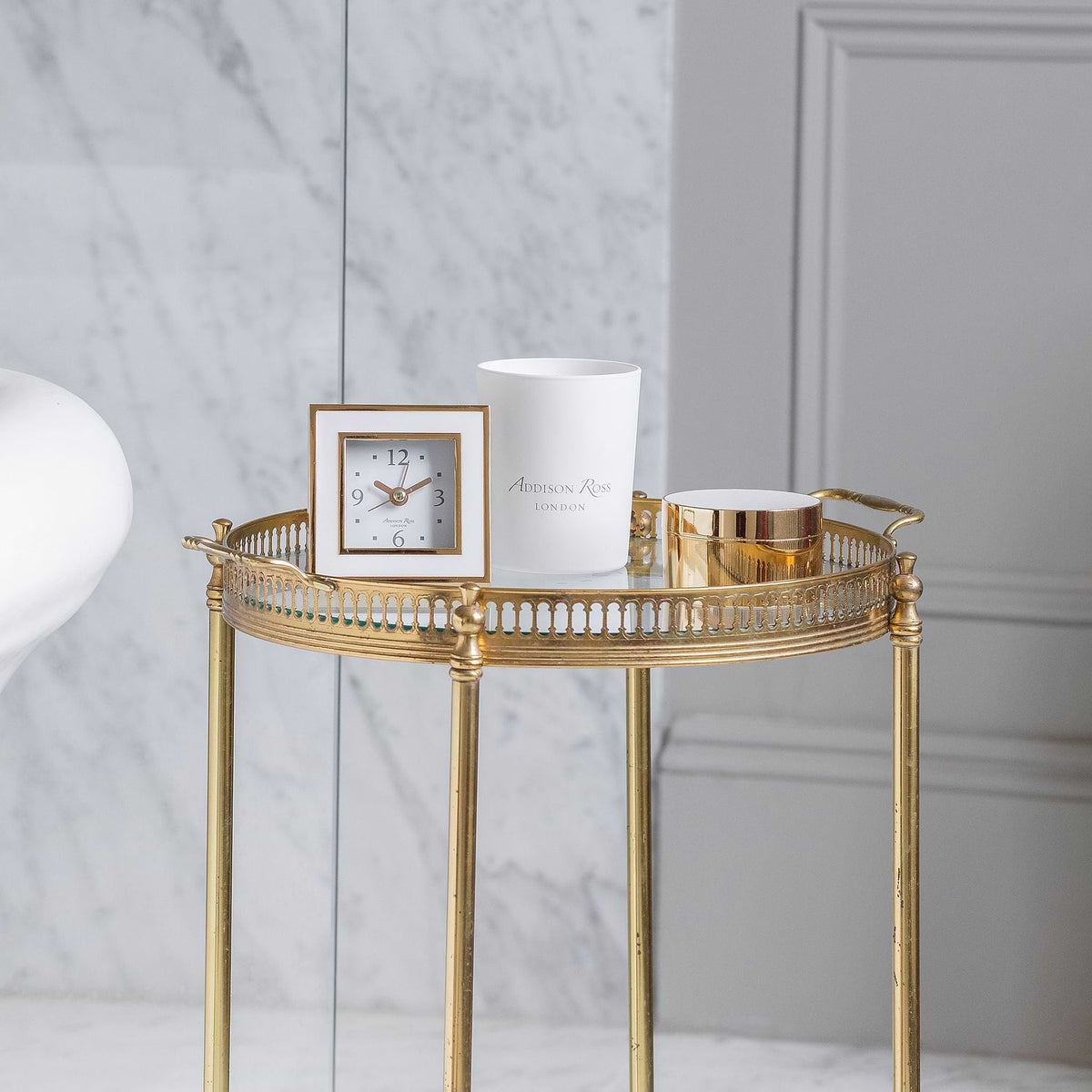 Square Alarm Clock - White & Gold