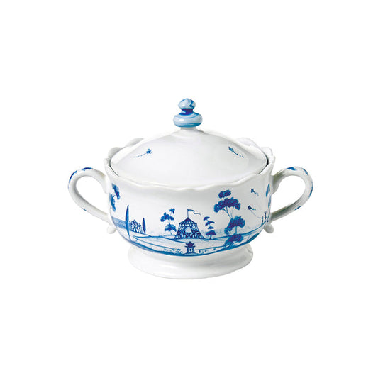 Country Estate Sugar Bowl with Lid - Delft Blue