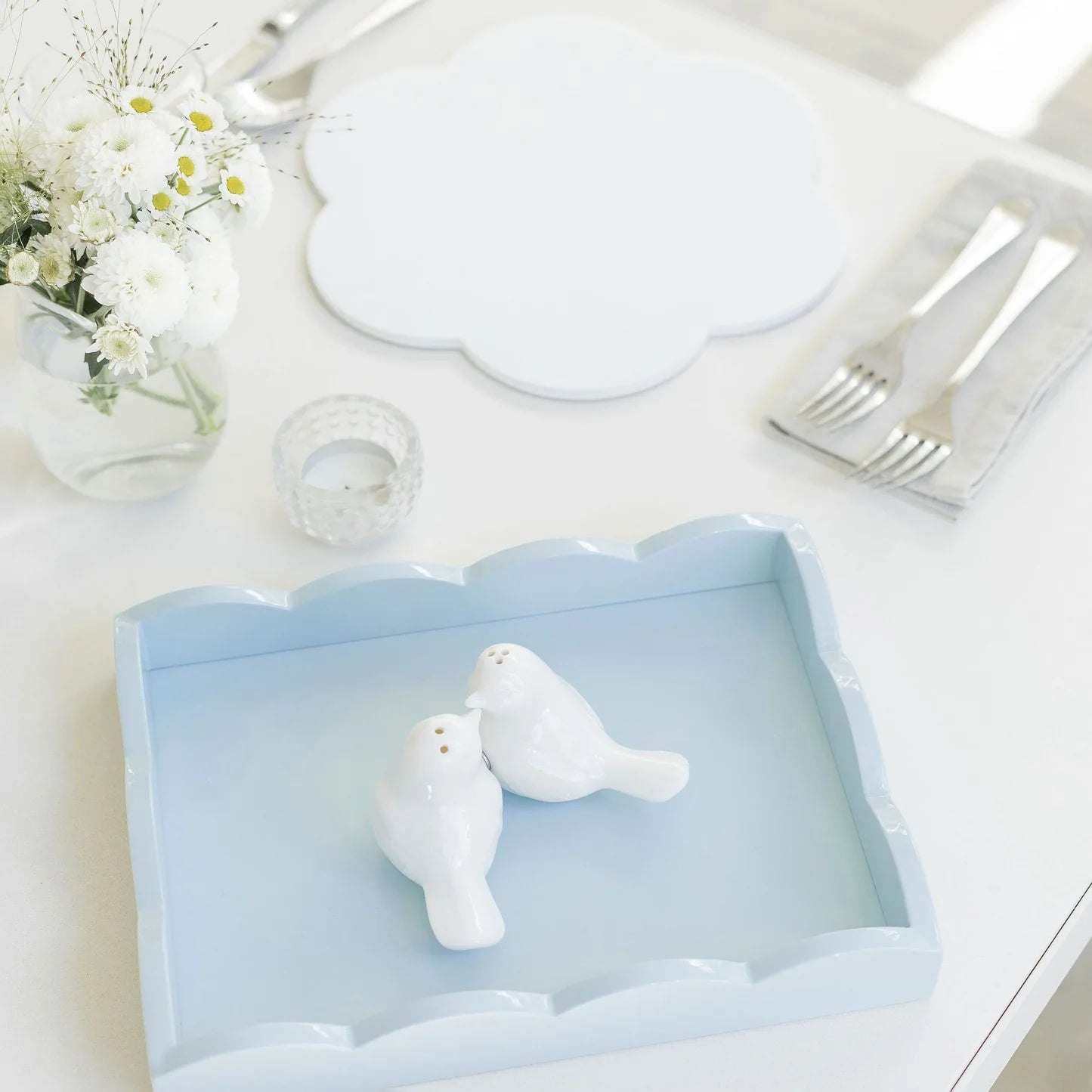 Small Scalloped Tray - Denim