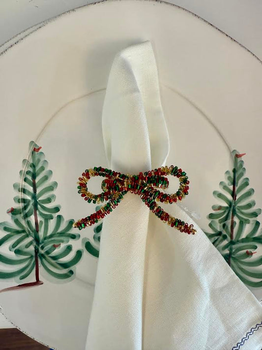 Christmas Bow Napkin Rings - Set/4