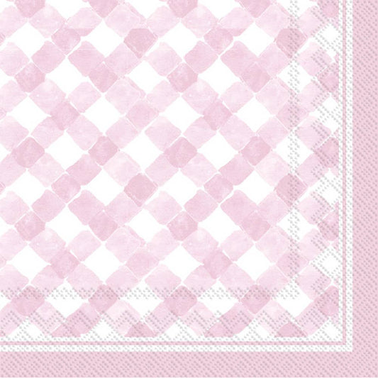 Gingham Light Rose Cocktail Napkins
