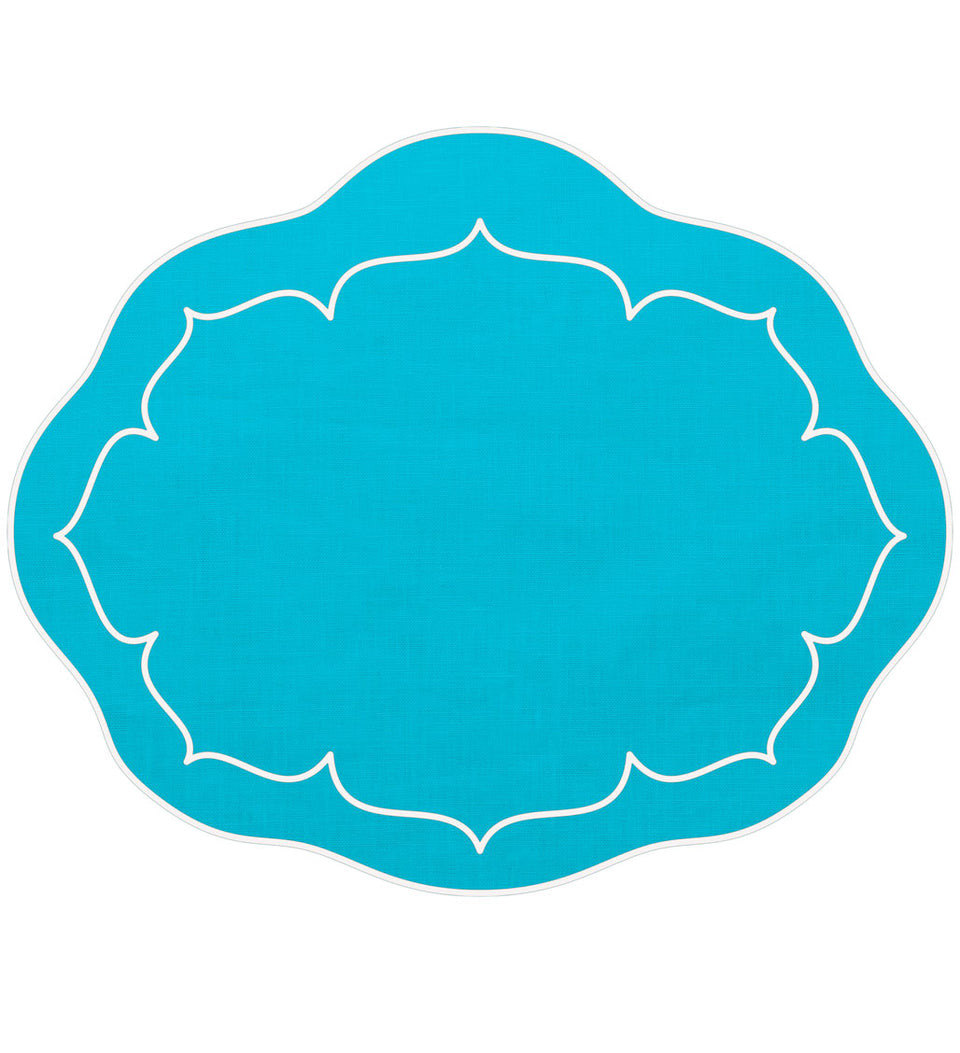 Linho Oval Mat - Turquoise/White