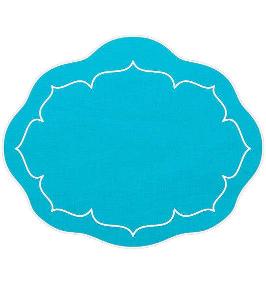 Linho Oval Mat - Turquoise/White