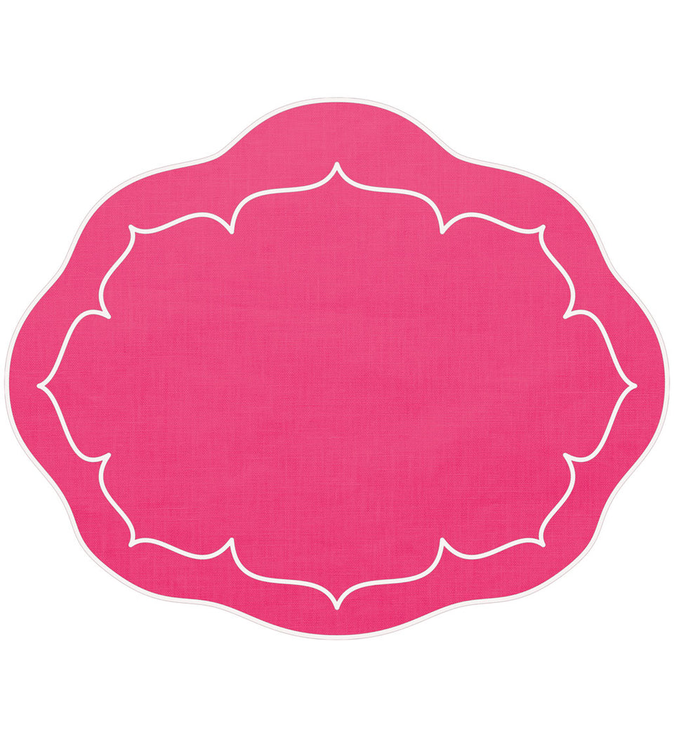 Linho Oval Mat - Fuchsia/White