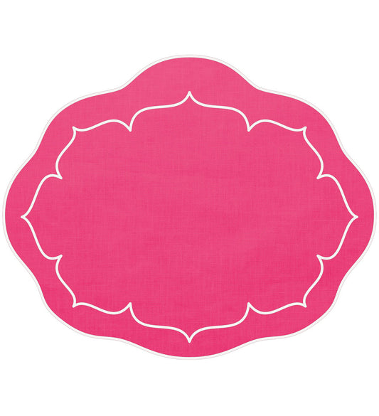 Linho Oval Mat - Fuchsia/White