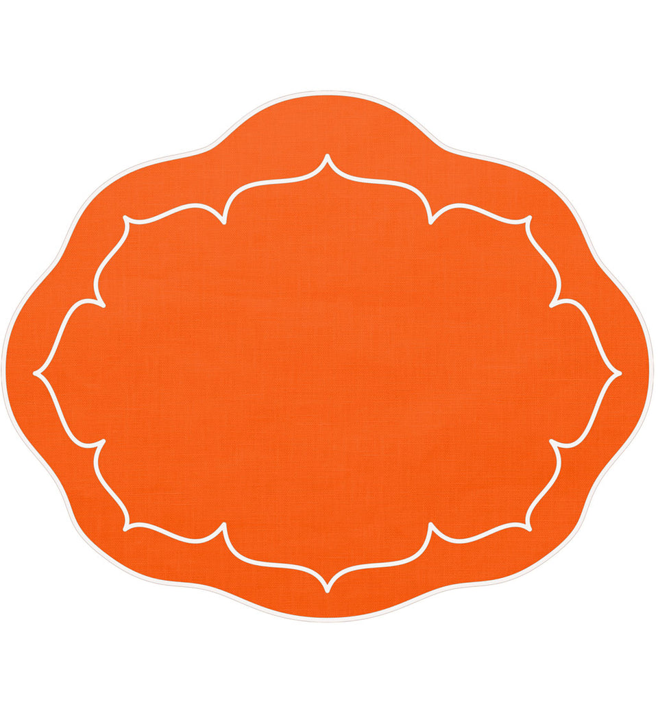 Linho Oval Mat - Orange/White