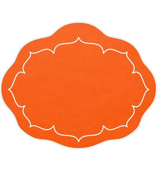 Linho Oval Mat - Orange/White