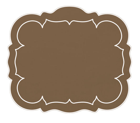 Linho Scalloped Rectangular Mat, Taupe/White - Set/4