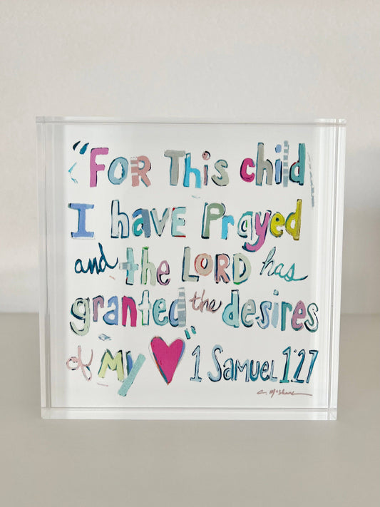 "1 Samuel 1:27" Acrylic Shelfie: More Pinks