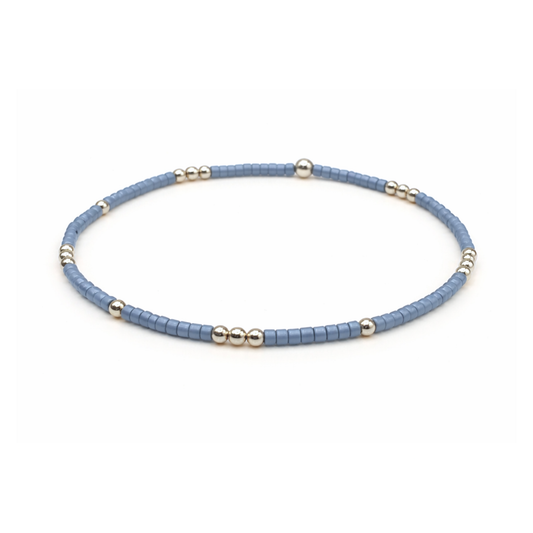 2mm Newport Denim Blue + Gold Filled Waterproof Bracelet - 6.5"