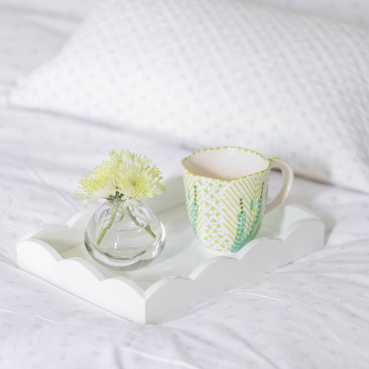 Small Scalloped Tray - White