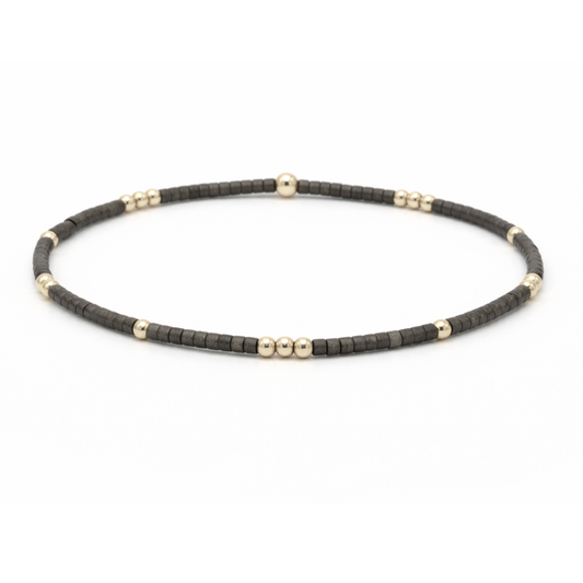 2mm Newport Graphite + Gold Filled Waterproof Bracelet - 6.5"