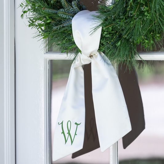 Monogram Ivory Wreath Sash - Standard