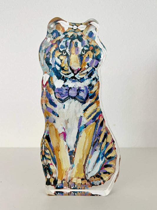 "Tiger Purple & Yellow" Acrylic Shelfie - Small