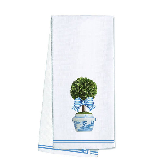 Cotton Tea Towel - Striped Topiary
