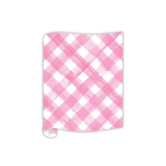 Watercolor Buffalo Check Pink Table Runner