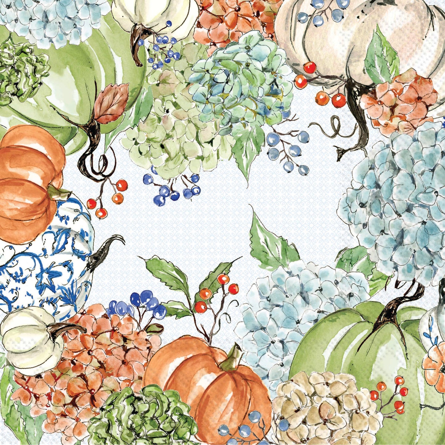 Fall Hydrangea Allover Paper Lunch Napkin Rosanne Beck - 20 Ct