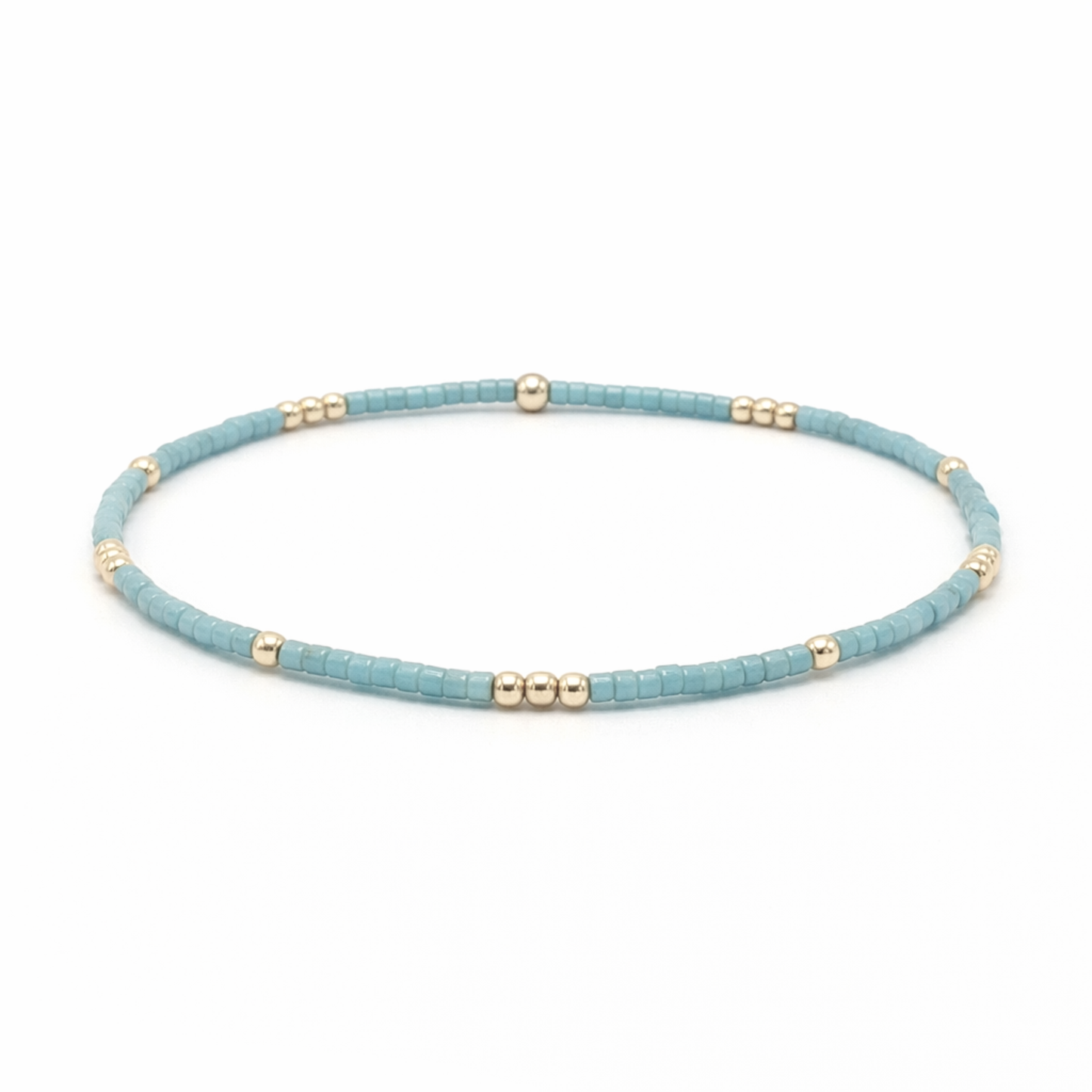 2mm Newport Pale Turquoise Blue + Gold Filled Waterproof Bracelet - 6.5"