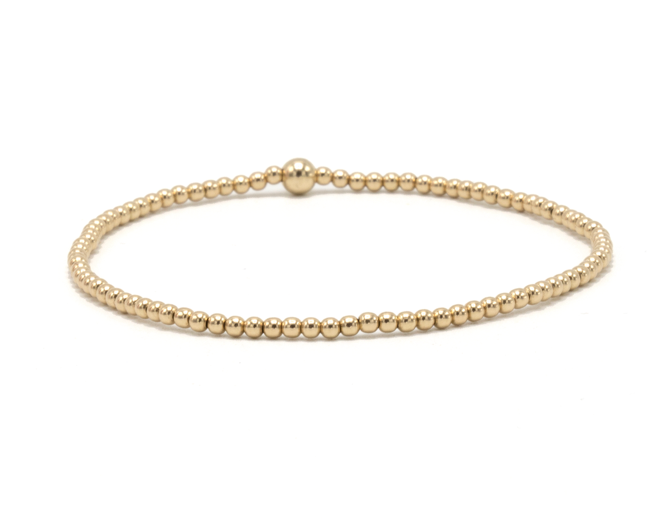 2mm Gold Filled Waterproof Karma Bracelet (w/ Single 4mm) - 6.5 inch