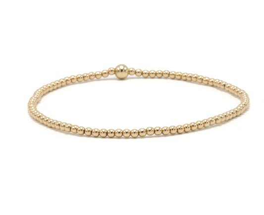 2mm Gold Filled Waterproof Karma Bracelet (w/ Single 4mm) - 6.5 inch