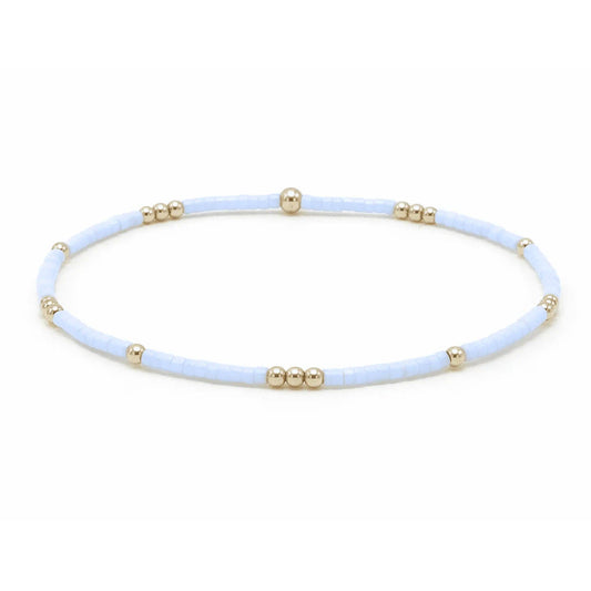 2mm Newport Blue Gray + Gold Filled Waterproof Bracelet - 6.5"