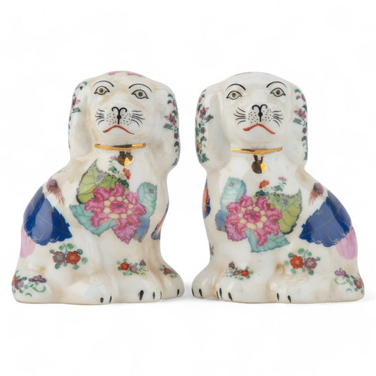 Staffordshire Small Tobacco Leaf Dog Pair