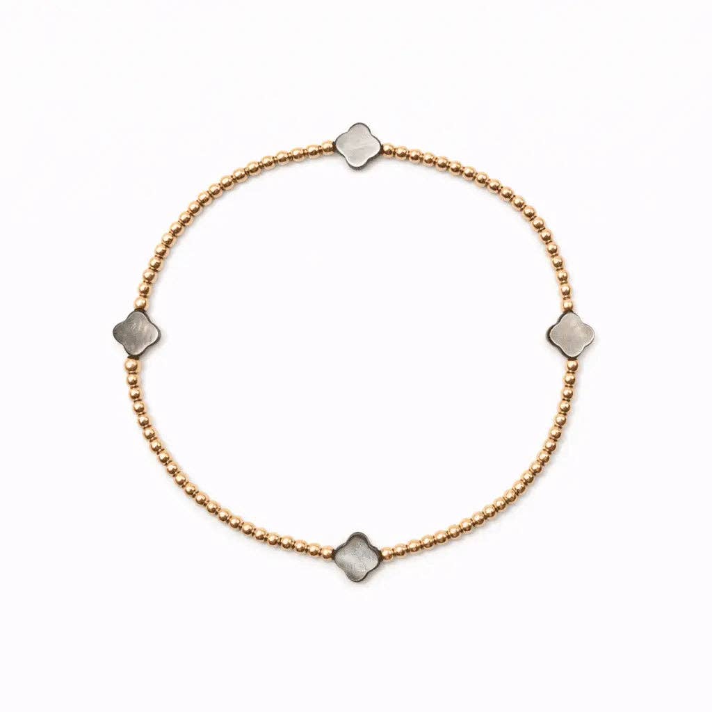 The Lucky Clover Bracelet in Black Mother of Pearl: 6.5 inches