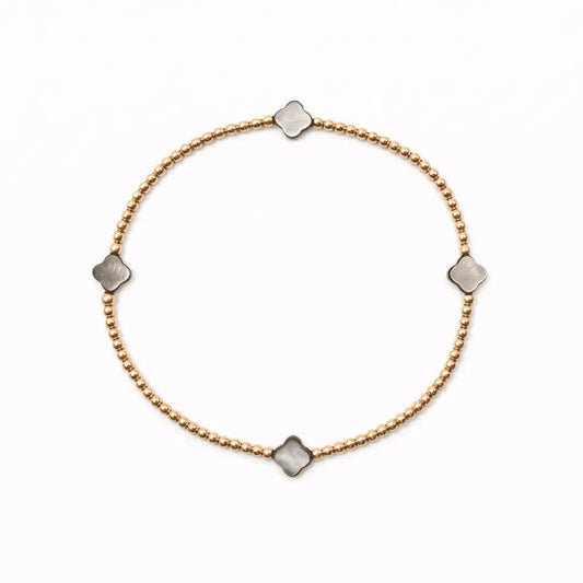 The Lucky Clover Bracelet in Black Mother of Pearl: 6.5 inches
