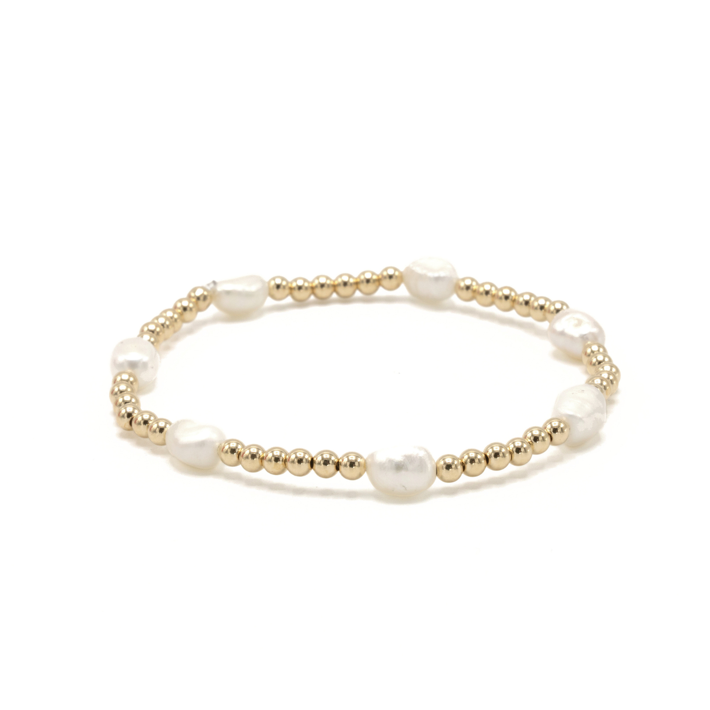 Baroque Patterned Pearl Bracelet in 14k Gold-Filled - 6.5"
