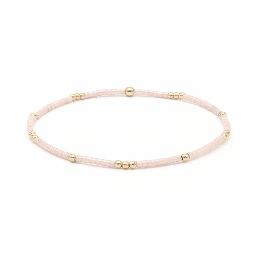 2mm Newport Palest Pink + Gold Filled Waterproof Bracelet - 7"