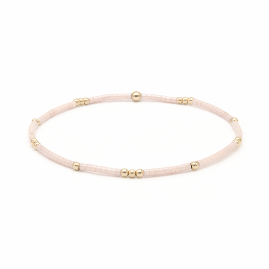 2mm Newport Palest Pink + Gold Filled Waterproof Bracelet - 7"