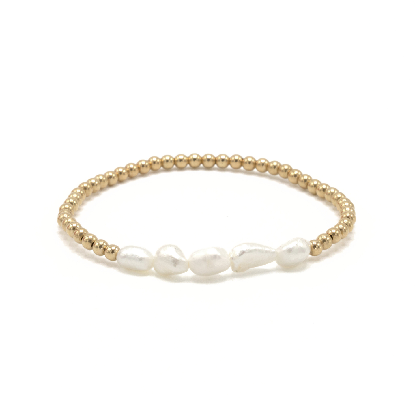 Baroque Row Pearl Bracelet in 14k Gold-Filled - 6.5"