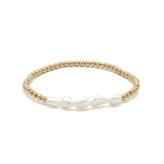 Baroque Row Pearl Bracelet in 14k Gold-Filled - 6.5"