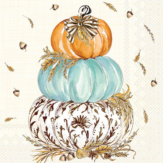 Whimsical Wheat Pumpkins Cocktail Napkins Rosanne Beck - 20 Ct