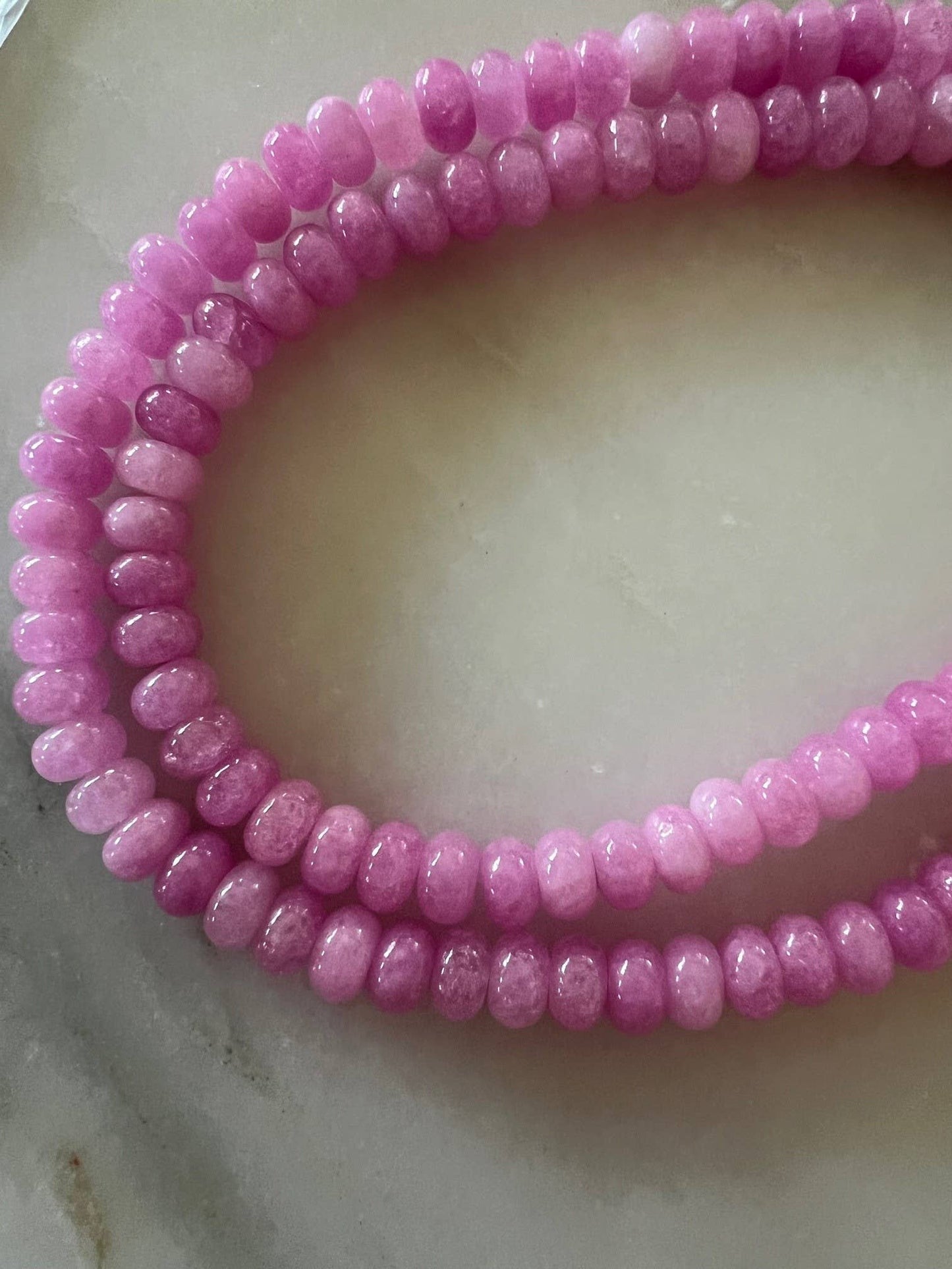 Lilly Gemstone Necklace 8mm - Hot pink