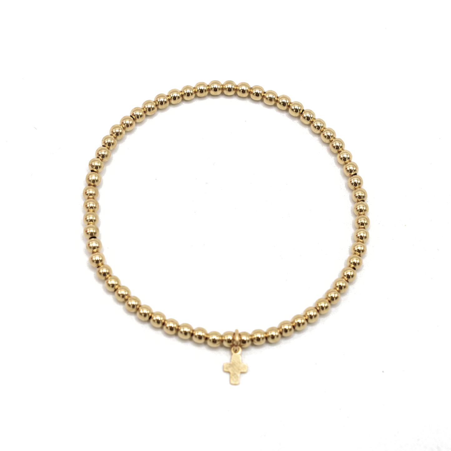 3mm Gold Filled Karma Waterproof Bracelet with Luxe Cross - 6.5"