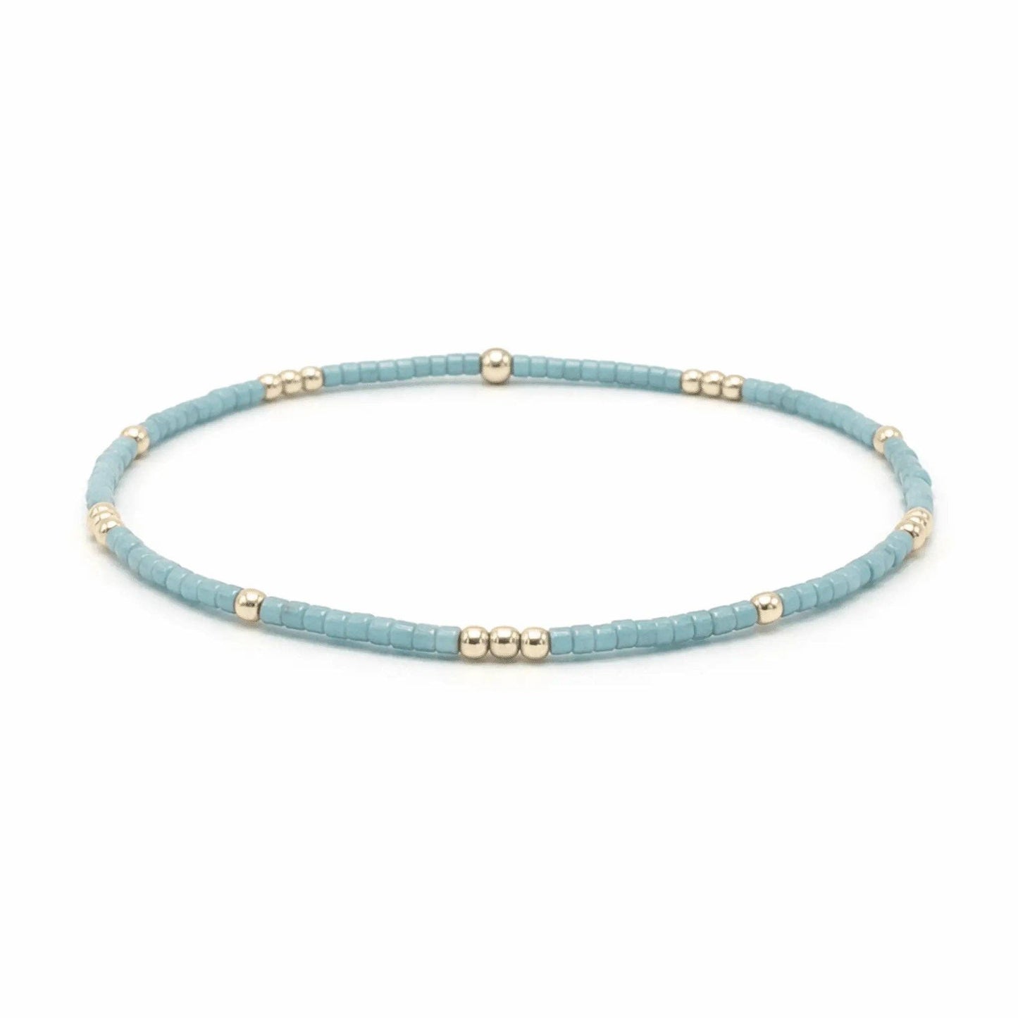 2mm Newport Pale Turquoise Blue + Gold Filled Waterproof Bracelet - 6.5"