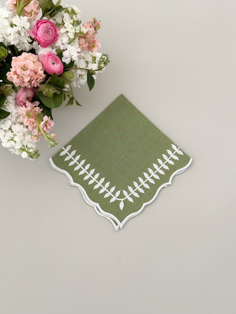 Dinner Napkin - Green Leaves