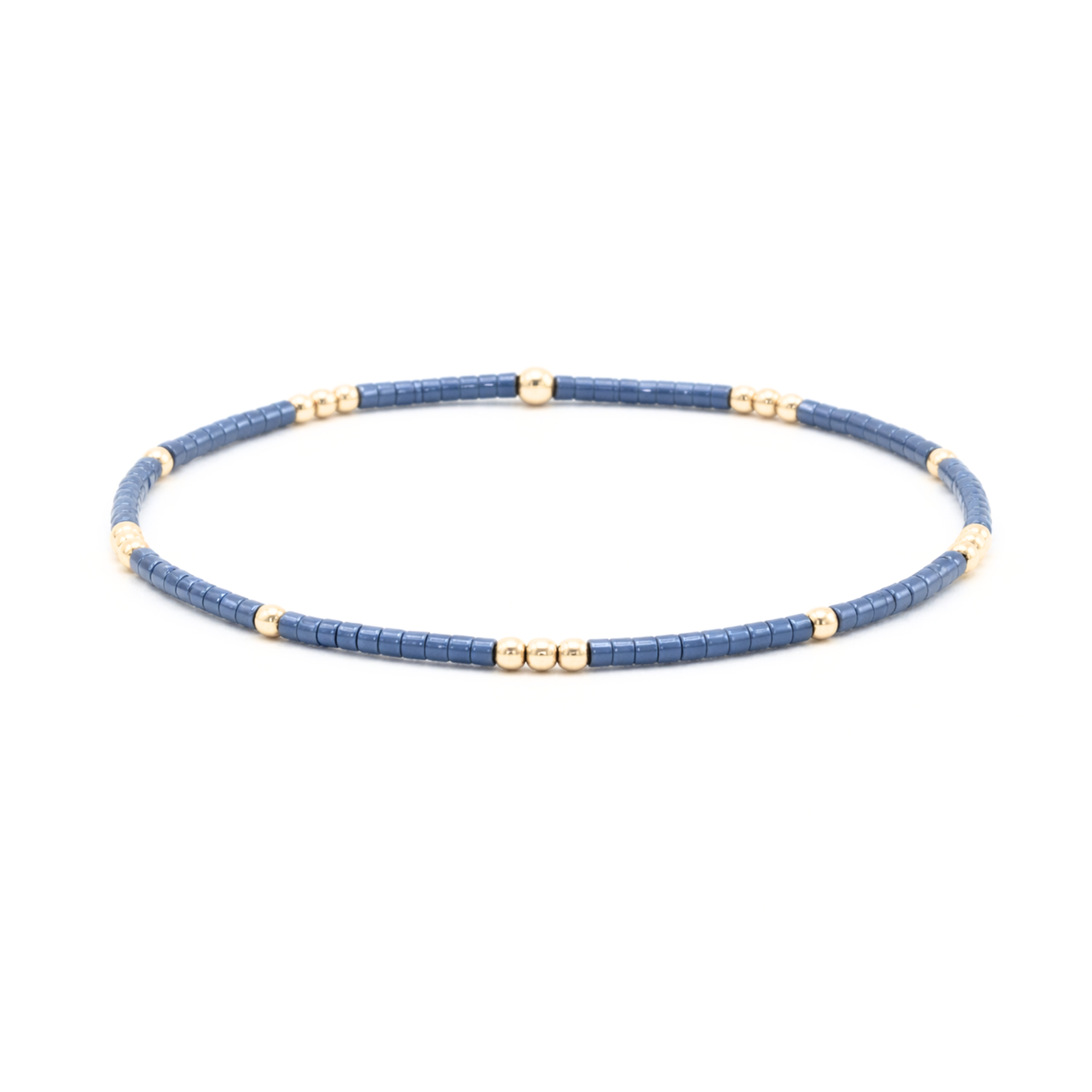 2mm Newport Steel Blue + Gold Filled Waterproof Bracelet - 6.5"