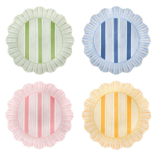 Cabana Stripe Melamine Dessert/Salad Plate Assorted Set/4 - Multi